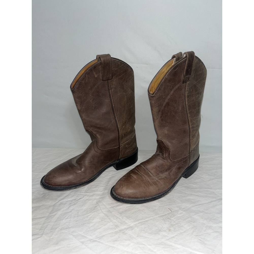 A Jama Product women's Size 7.5  Brown GENUINE Leather Cowboy Western Boots